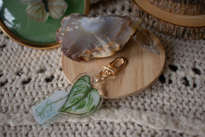 Marble Queen Pothos Propegation Keychain