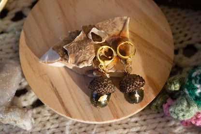 Acorn + Moss Earrings Necklace Set