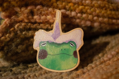 Walter with Flower Hat Wooden Pin