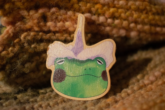 Walter with Flower Hat Wooden Pin