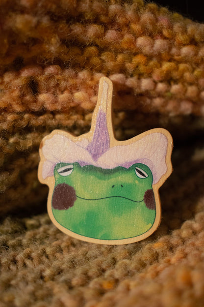 Walter with Flower Hat Wooden Pin