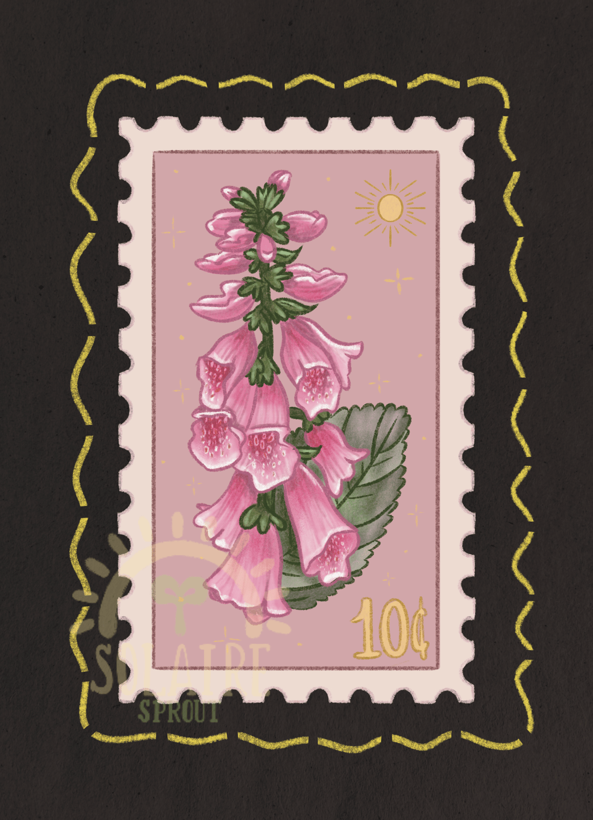 Foxglove Stamp Wooden Pin