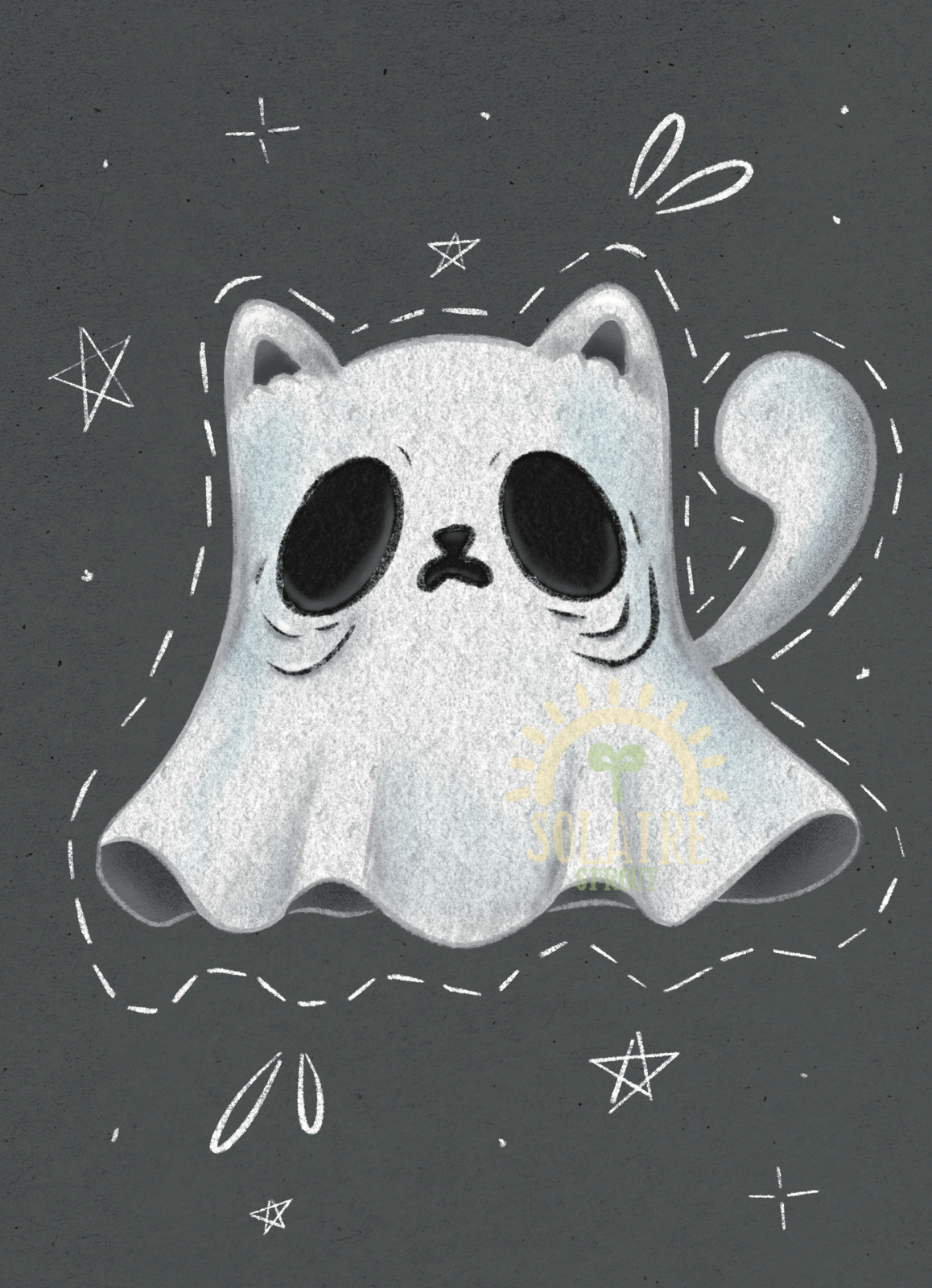Ghost Cat Wooden Pin