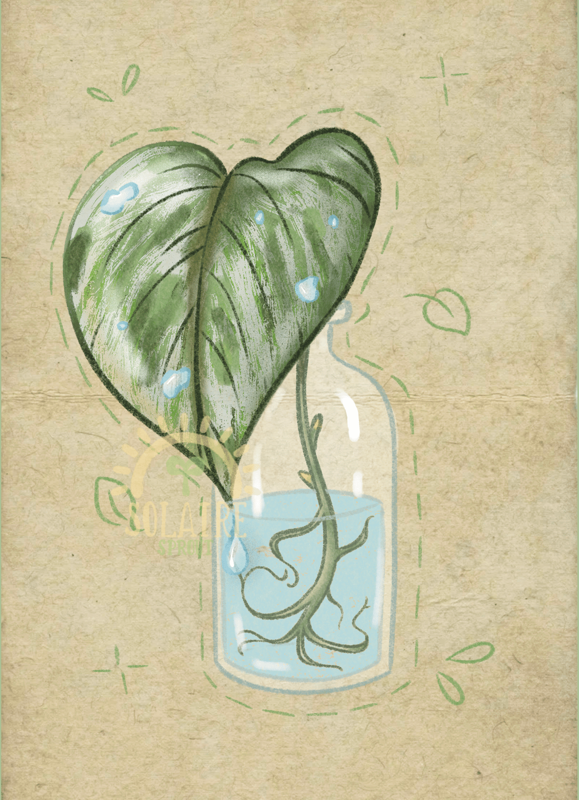Marble Queen Pothos Propegation Keychain